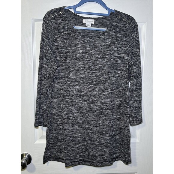 Liz Claiborne Women’s 3/4 Sleeve Studded Shoulder Tunic Grey Size Medium NWOT - Picture 1 of 7